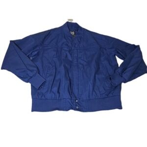 Vtg Aberdeen Bomber Jacket Mens XL Navy Blue Canvas Full Zip Ribbed Trim 90s